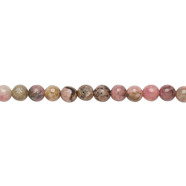 Rhodonite 1pkg1, round bead natural 15.5-16 inch 3-4mm image number 0