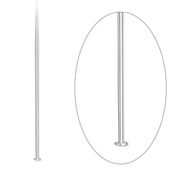 Head pin, sterling silver-filled, 2 inches, 22 gauge. Sold per pkg of 10. image number 0