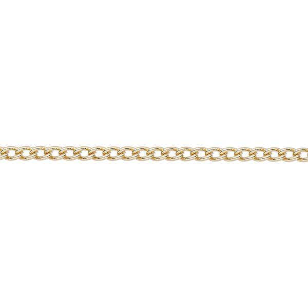 Chain, gold-finished steel, 2mm curb. Sold per pkg of 5 feet. image number 0