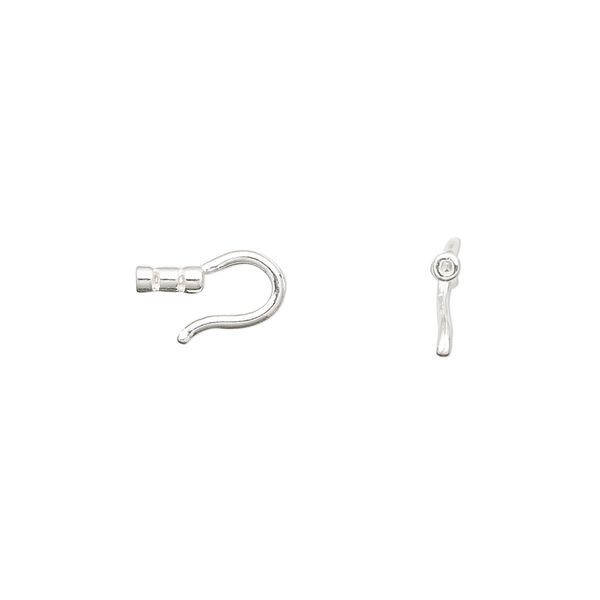 Crimp end, JBB Findings, sterling silver, 11x2mm tube with hook clasp, 0.8mm inside diameter. Sold per pkg of 10. image number 0