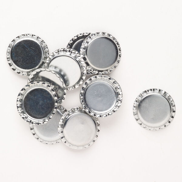 Component, steel, pkg/14, chrome finish, 34mm bottle cap with 5mm depth. image number 0