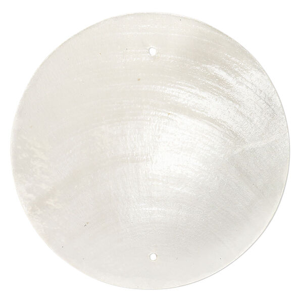 Wind chime component capiz shell 20pk 50mm double-drilled flat round, translucent cream natural image number 0