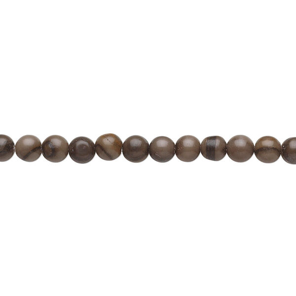 Wood grain stone (marble) 1pkg1, round bead natural 15.5-16 inch 4mm image number 0