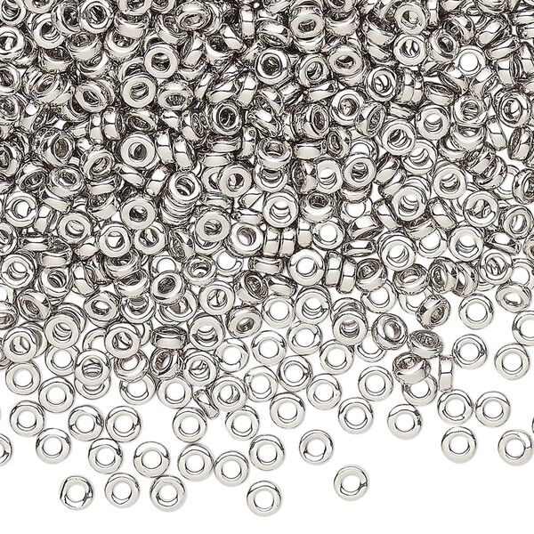 Seed bead, Miyuki, glass, pkg/250g, 3x1.3mm spacer rondelle, opaque palladium-plated, (SPR3-194). image number 0