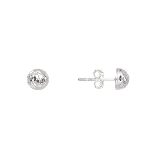 Earstud, sterling silver, 6mm diamond-cut half-ball with post. Sold per pair. image number 0