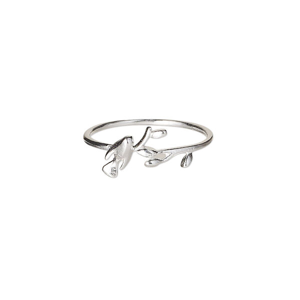 Sterling silver 1pkg1, size 7 / bird / leaves, Create Compliments® 8mm wide image number 0
