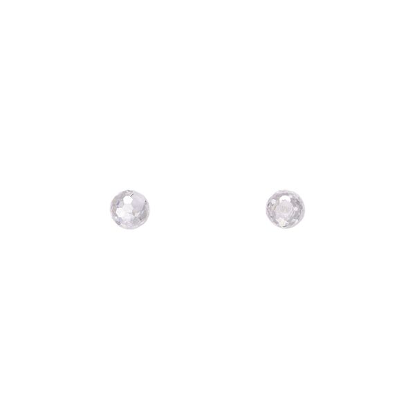 Bead, cubic zirconia, clear, 4mm half-drilled faceted round. Sold per pkg of 4. image number 0