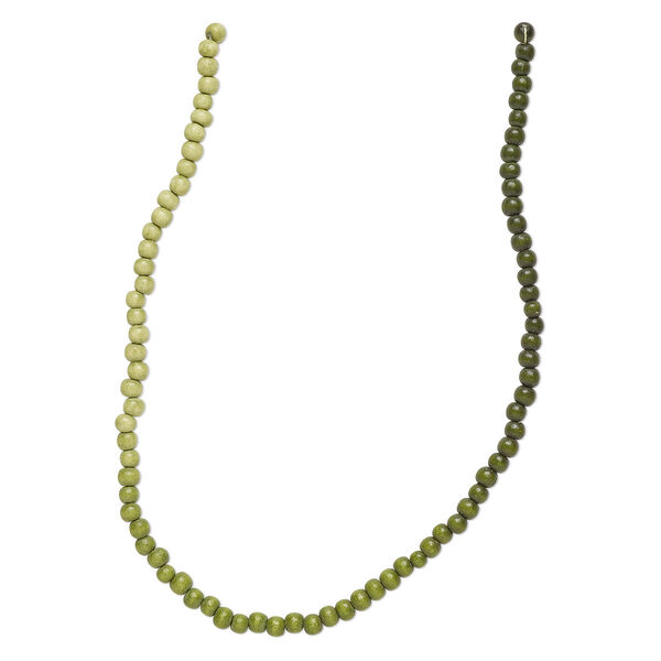 Bead, Taiwanese cheesewood (dyed / waxed), green ombre, 6mm round. Sold per pkg of (2) 15-1/2" to 16" strands. image number 0