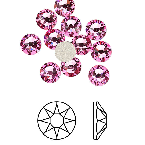 Flat back 144pk rose foil back, Crystal Passions® 6.32-6.5mm rose round SS30 2088 image number 0