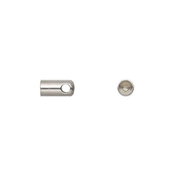 Cord end, glue-in, stainless steel, 8x4mm with 3mm inside diameter. Sold per pkg of 10. image number 0