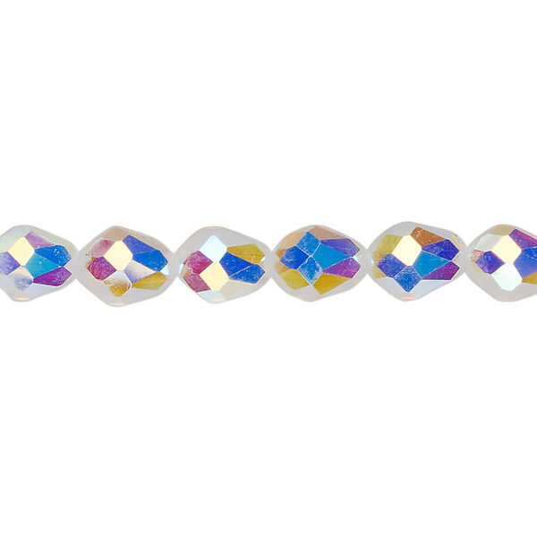 Bead Celestial Crystal® 1pkg60, 8x6mm teardrop / 66 facets, translucent frosted clear AB image number 0