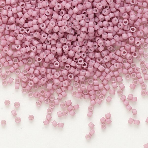 Seed bead, Delica®, glass, pkg/7.5g, #11 round, opaque matte antique rose white (DB-0800). image number 0