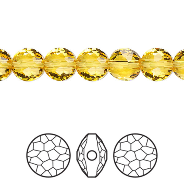 Bead 4pk light topaz, Crystal Passions® 8mm puffed round 5034 image number 0