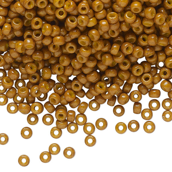 Seed bead, Miyuki, glass, pkg/50g, #8 rocaille, Duracoat® opaque outside dyed toast, (RR-4460). image number 0
