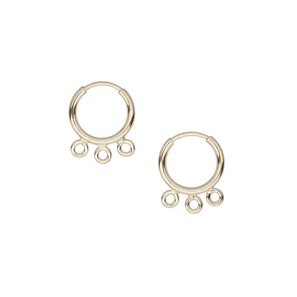 Earring hoop 1pkg2 14Kt gold-filled, 10mm / endless loop / 3 closed bottom loop, 21 gauge 1 pair image number 0