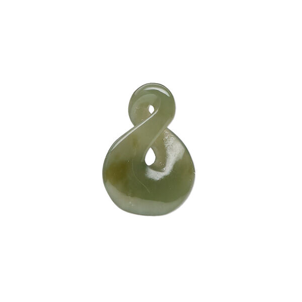 Nephrite jade 1pkg1, hand-cut double-sided infinity drop natural 19.5x14mm image number 0