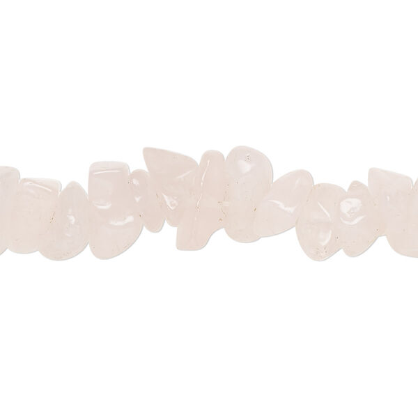 Bead, rose quartz (natural), light to medium, medium chip with 0.6-0.8mm hole, Mohs hardness 7. Sold per 34-inch strand, approximately 290-320 beads. image number 0