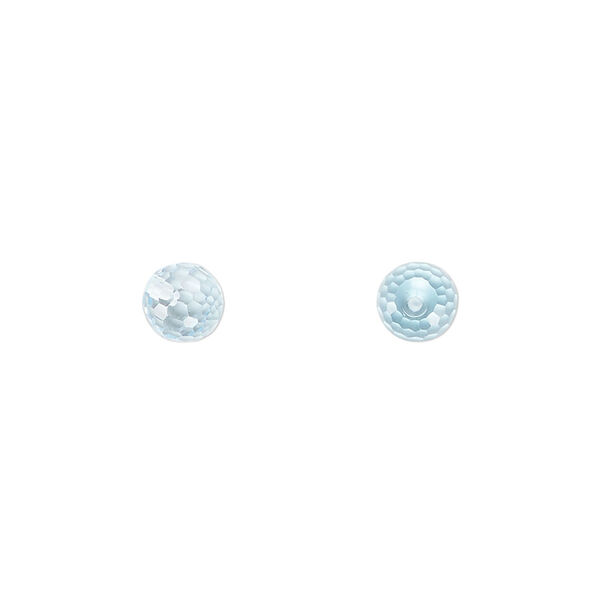 Sky blue topaz 1pkg2, hand-cut half-drilled faceted round bead 6mm image number 0