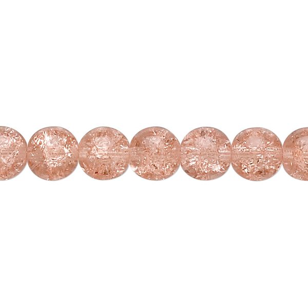 Bead, Czech crackle glass druk, pink, 8mm round. Sold per 15-1/2" to 16" strand, approximately 50 beads. image number 0