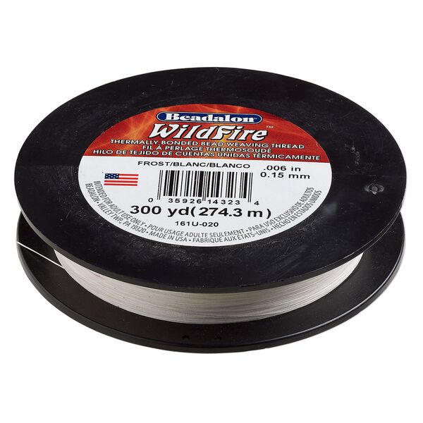 Thread, Beadalon® WildFire™, polyester and plastic, frost, 0.15mm with bonded coating, 10-pound test. Sold per 300-yard spool. image number 0