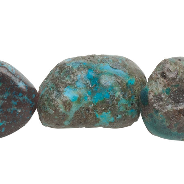 Bead, turquoise (dyed / stabilized), medium to large rough nugget, Mohs hardness 5 to 6. Sold per 15-1/2" to 16" strand. image number 0