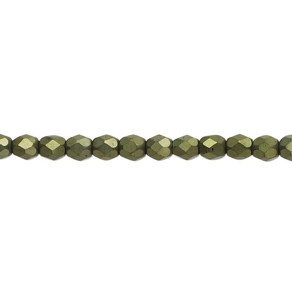 Czech fire-polished glass 1pkg1, faceted round 4mm copper finish matte black red luster 15.5-16 inch strand. image number 0
