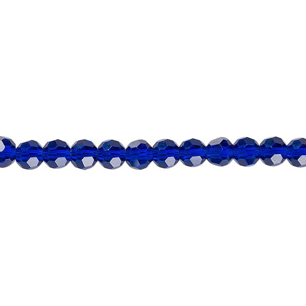 Bead 1pk 32 facets translucent cobalt blue, Celestial Crystal® 4mm round 15.5-16 inch image number 0