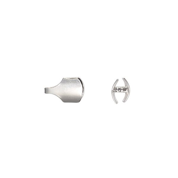 Cord end, glue-in, silver-plated brass, 10x6mm with 5.5x3.5mm inside diameter. Sold per pkg of 6. image number 0