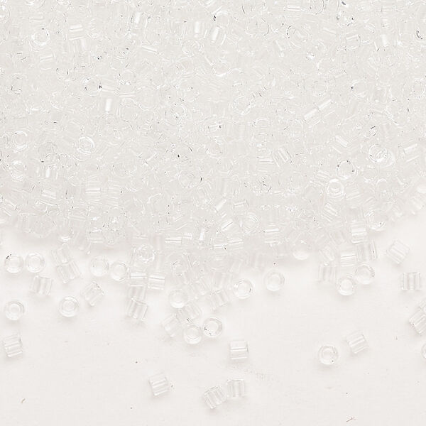 Seed bead, Delica®, glass, pkg/50g, #10 round, transparent crystal clear (DBM-0141). image number 0