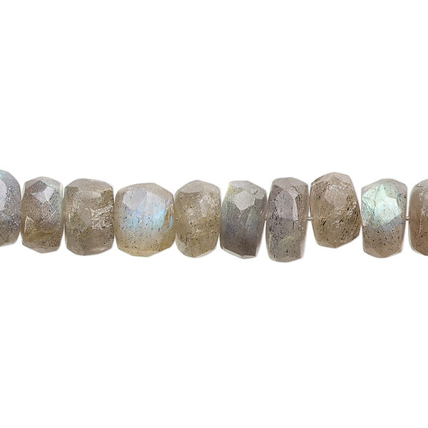 Labradorite 1pkg1, hand-cut faceted rondelle bead natural 14 inch 7x4mm-9x6mm image number 0