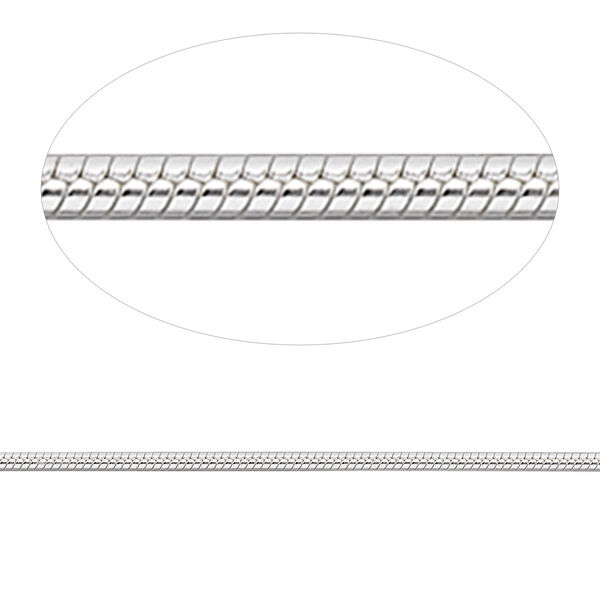 Chain, sterling silver, 1.4mm snake. Sold per pkg of 5 feet. image number 0