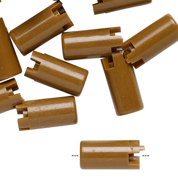 Bead, acrylic, opaque brown, 16x8mm interlocking round tube. Sold per pkg of 24. image number 0