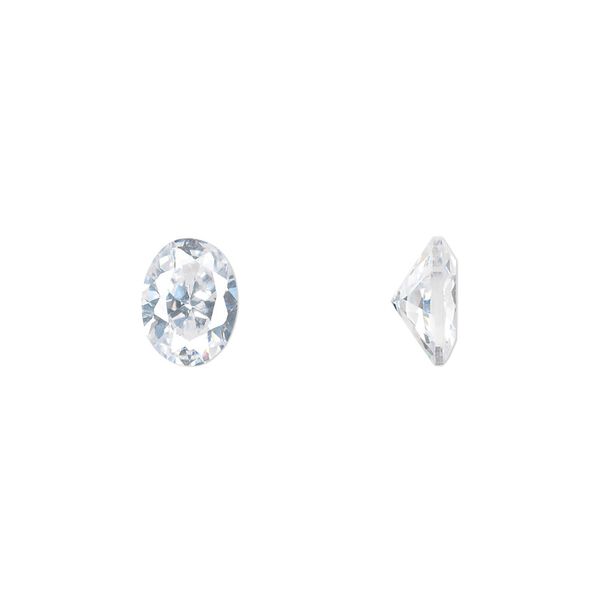 Gem, cubic zirconia, spinel white, 8x6mm faceted oval, Mohs hardness 8-1/2. Sold per pkg of 2. image number 0
