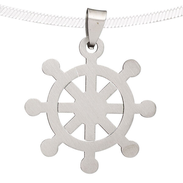 Pendant, stainless steel, 36mm wheel. Sold individually. image number 0