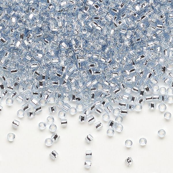 Seed bead, Dyna-Mites™, glass, pkg/1/2kg, #11 round, transparent silver-lined pale blue, (72:SR 11/0 SR). image number 0