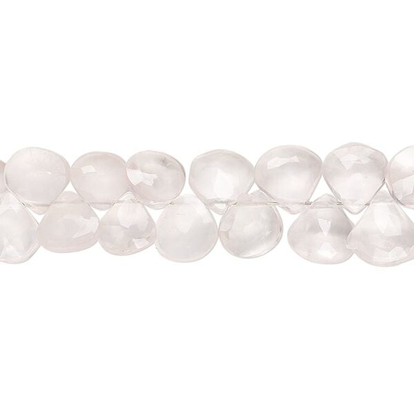 Rose quartz 1pkg1, hand-cut top-drilled faceted puffed teardrop bead natural 8 inch 6-8mm image number 0