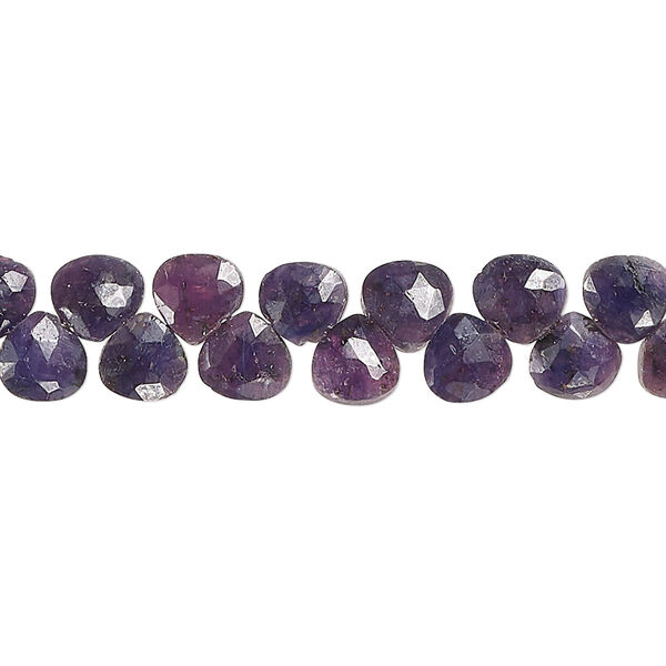 Blue sapphire 1pkg1, hand-cut top-drilled faceted puffed teardrop bead 7 inch 5-6mm image number 0