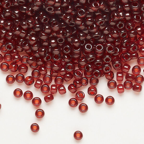 Seed bead, Miyuki, glass, pkg/250g, #8 rocaille, translucent gold luster garnet red (RR-304). image number 0