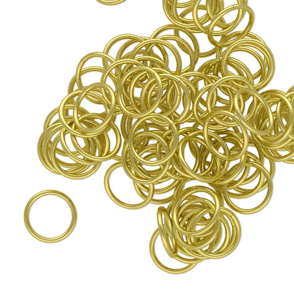 Jump ring, brass, 8mm round, 6.4mm inside diameter, 20 gauge. Sold per pkg of 100. image number 0