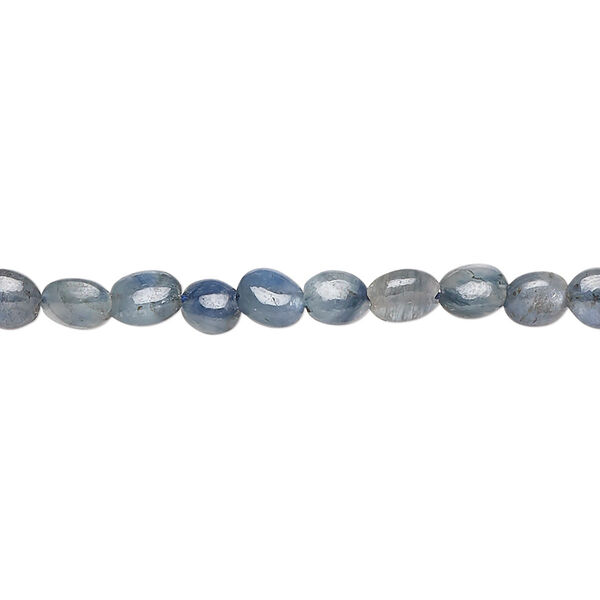 Blue-grey sapphire 1pkg1, hand-cut puffed oval bead 15.5-16 inch 5x4mm-7x5mm image number 0