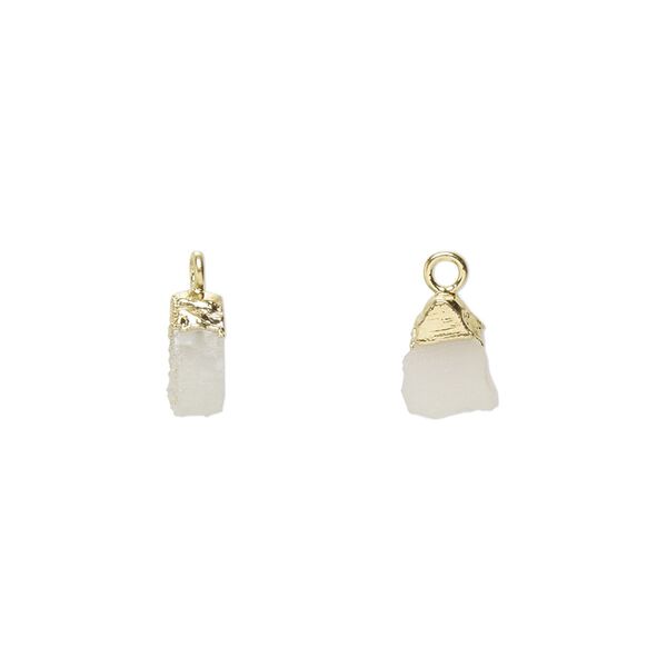 Druzy agate / sterling silver 1pkg1, electrocoated gold-plated hand-cut nugget drop natural 8x5mm-9x7mm image number 0