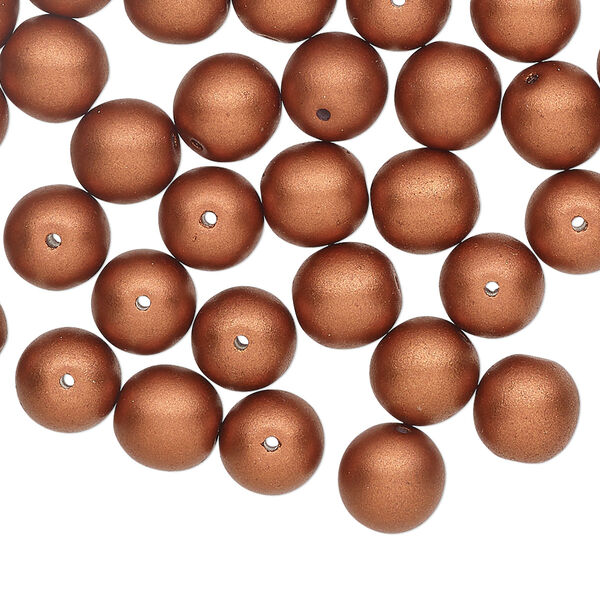 Czech glass 1pkg50, round druk bead copper satin 8mm image number 0