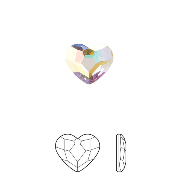Flat back 144pk crystal AB foil back, Preciosa MAXIMA Czech crystal rhinestone 10mm heart image number 0