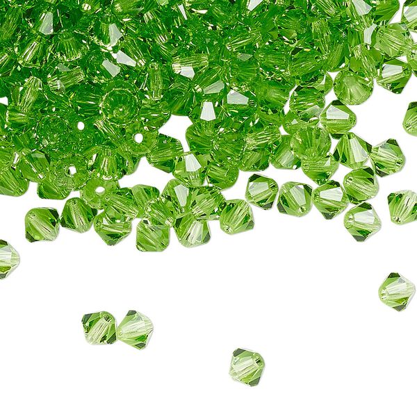 Bead 720pk peridot, Preciosa Czech crystal 4mm bicone image number 0