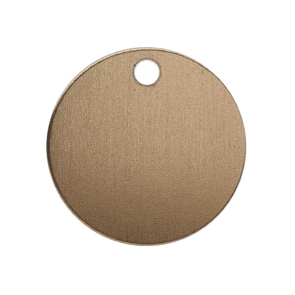 Drop, anodized aluminum, brown, 25.5mm double-sided flat round blank with 3mm hole, 20 gauge. Sold per pkg of 10. image number 0