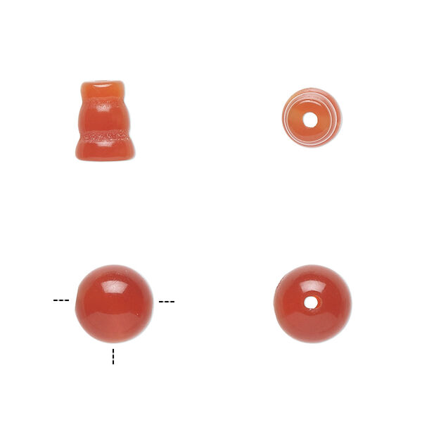 Red agate 2pkg2, cone / T-drilled round bead B grade, 8x5mm-9x6mm / 8mm image number 0