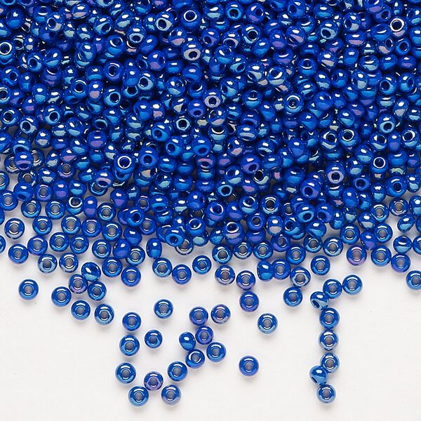Seed bead, Preciosa Ornela Czech glass, pkg/500g, #11 rocaille, opaque rainbow blue, (34050). image number 0