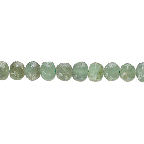 Emerald green chalcedony 1pkg1, hand-cut faceted pebble bead 14 inch small image number 0