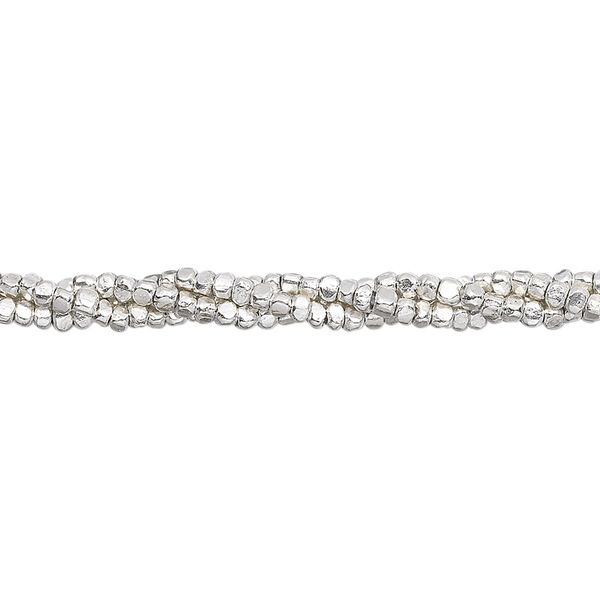 Bead, Hill Tribes, sterling silver, 2x1mm faceted rondelle. Sold per 8-inch strand, approximately 140  beads. image number 0