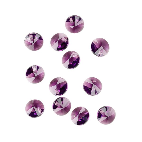 Drop 12pk amethyst, Crystal Passions® 6mm pendant mini disk 6428 image number 1